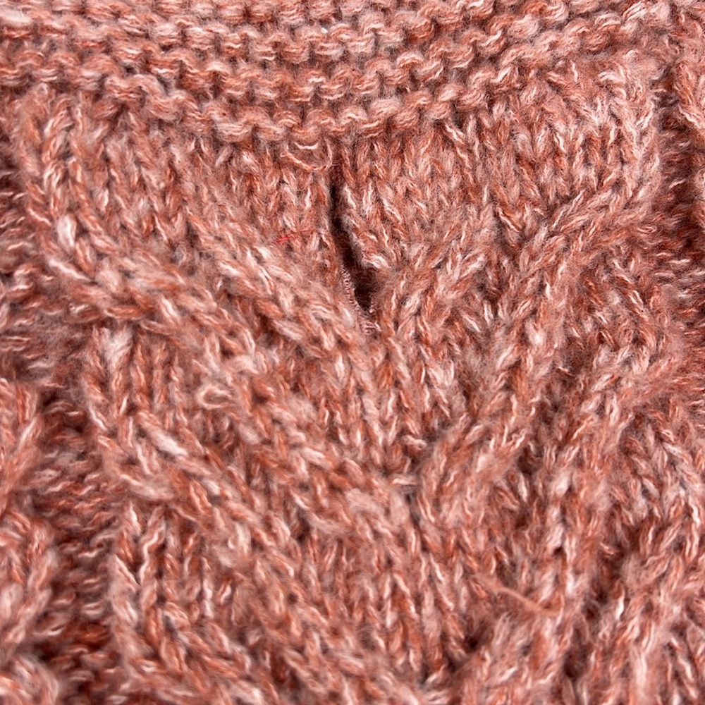 Rachel Zoe Heavy‎ Cable Knit Dog Sweater Marled Burnt Orange Mock Turtleneck M - Picture 3 of 10